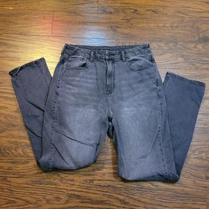 Black Washed Mom Jeans